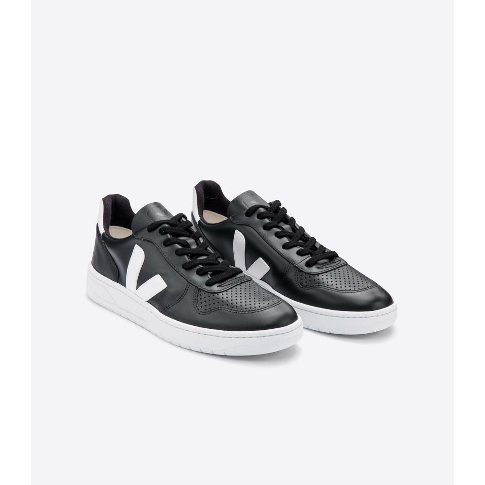 Veja V-10 LEATHER SOLE Sneakers Heren Black/White | BE 321RVD